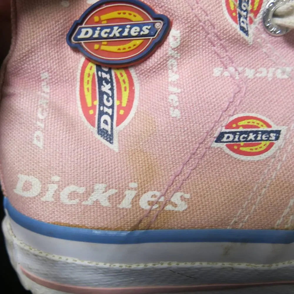 DICKIES High Top Canvas Print Tennis Shoes Sneaker Size 4 Girls Lace Up Pink Y2K